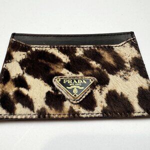 RARE Prada Calf Hair with Leopard Print and Leather Cardholder